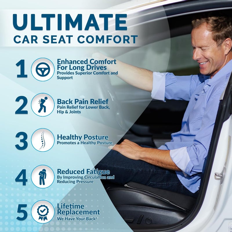 ComfiLife Car Seat Cushion - Premium Wedge Memory Foam for Pain Relief and Comfort (Beige) - Image 2