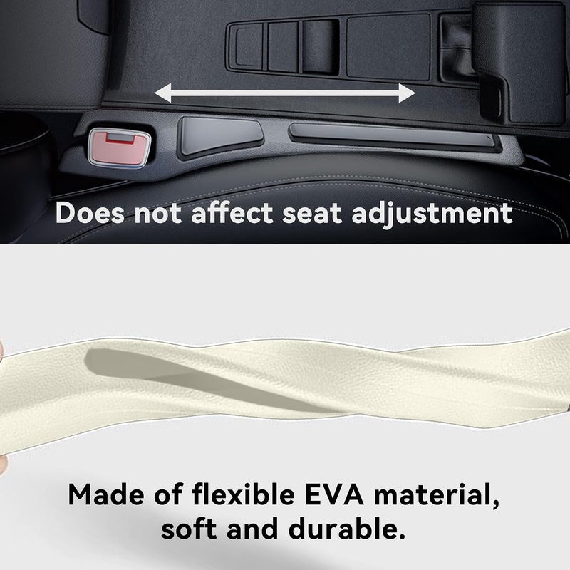 Alieemo Car Seat Gap Filler Organizer, 2PCS Multifunctional Vehicle Fill Gap Blocker with Storage Slot Between Seat & Console, Anti-Drop Auto Interior Organization, Universal Fit (Beige) - Image 2