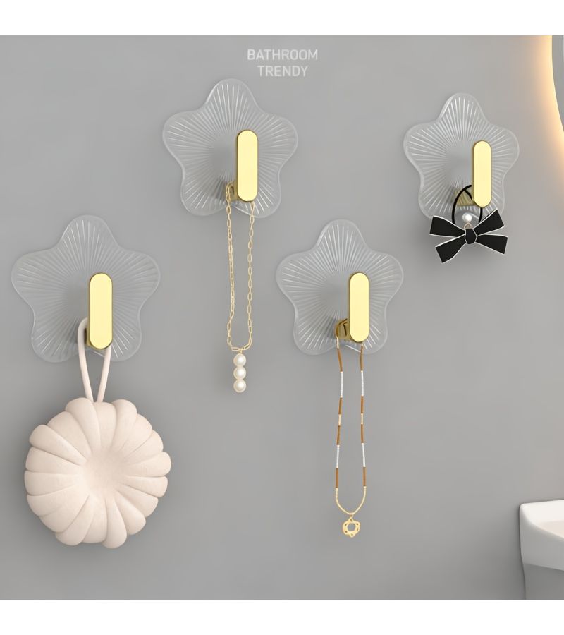 20 Self Adhesive Transparent Waterproof Decorative Wall Hooks For Hanging Clothes Hats Towels Bathrobes Bathroom Bedroom Wall Mounted Rack - Image 1