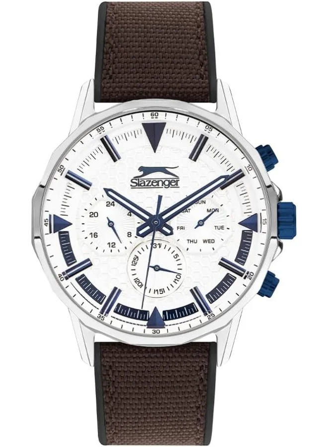 Slazenger SLAZENGER Men's Watch, Multi Function Display and Fabric Strap - SL.9.2217.2.02, Brown