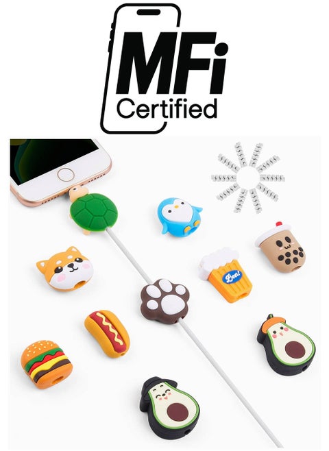 Cute Cable Protector, KASTWAVE 20PCS Cable Saver, Fruit Animal Charging Cable Buddies, Cable Protect Sets Compatible for iPhone iPad Charger Cable Only