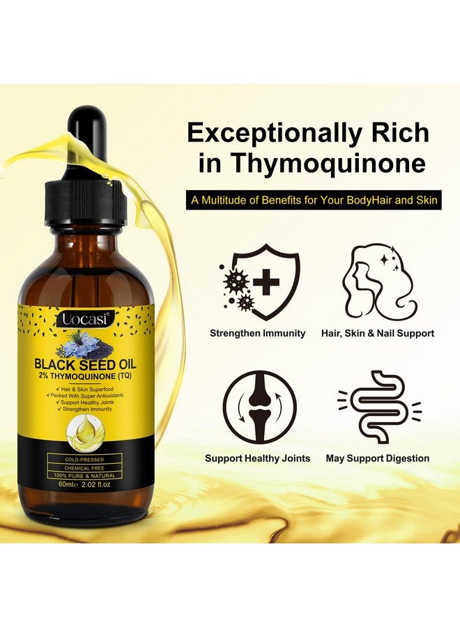 Uocasi Black Seed Oil Organic Cold Pressed - 2Pack, 100% Pure and Natural Liquid, Enriched with High TQ & Dynamic Harmony of Omegas 3 6 9, Hair Growth, Skin Cares, Nourishes and Hydrates Hair, 4.04 Oz  - Image 2