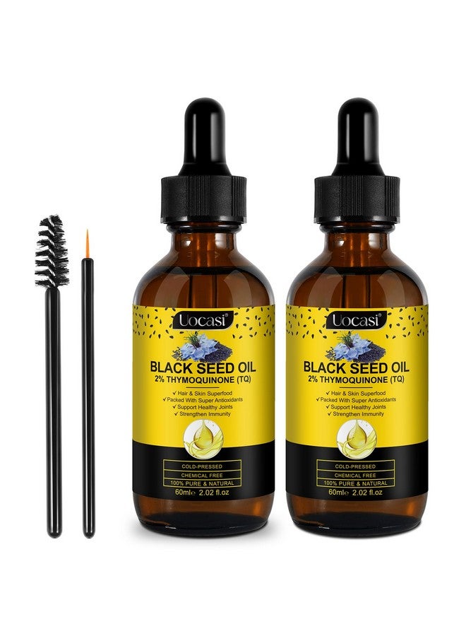Uocasi Black Seed Oil Organic Cold Pressed - 2Pack, 100% Pure and Natural Liquid, Enriched with High TQ & Dynamic Harmony of Omegas 3 6 9, Hair Growth, Skin Cares, Nourishes and Hydrates Hair, 4.04 Oz  - Image 1