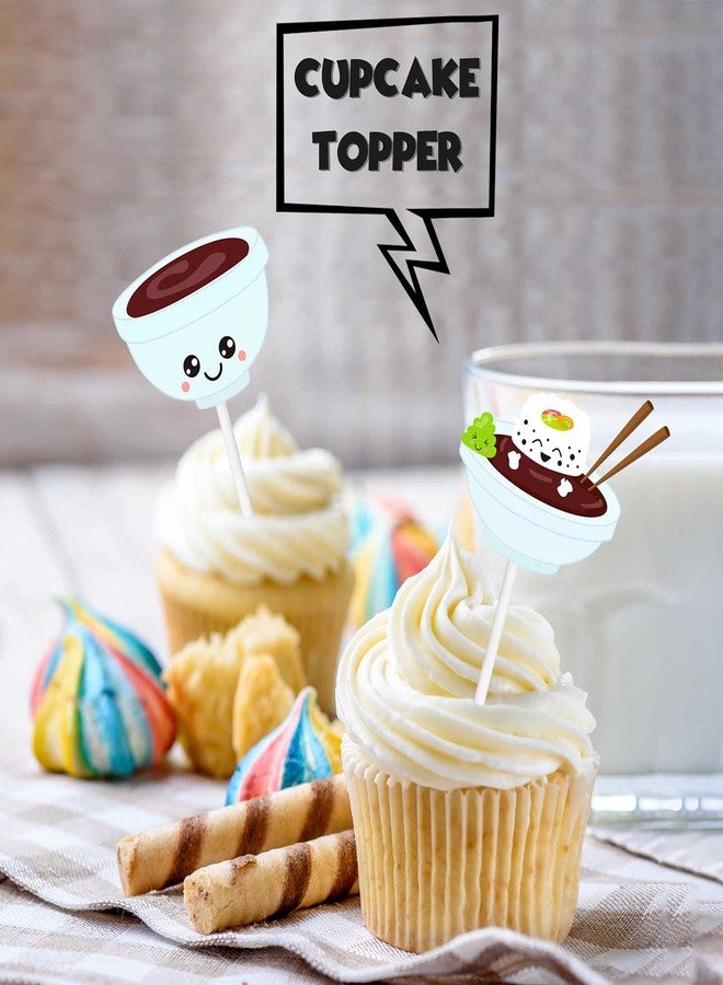 LETLIMIT 18pcs Glitter Dessert Cupcake Topper Sushi Baby Shower Theme Decor Supplies Boys Girls Happy Birthday Japanese Party Decorations - Image 5