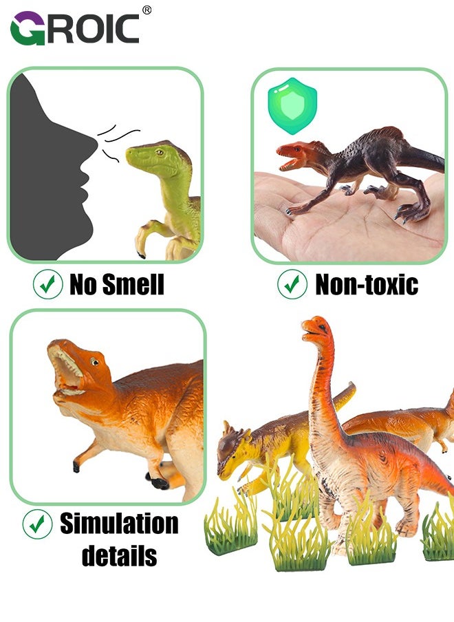 GROIC 71 Pcs Realistic Dinosaur & Animal Toy Figures Set with Storage Box,2-7 Inch, Figure Set Including T-Rex, Stegosaurus, Triceratops, Pterosaur, Wild and Domestic Animals, Scene Accessories Etc  - Image 4