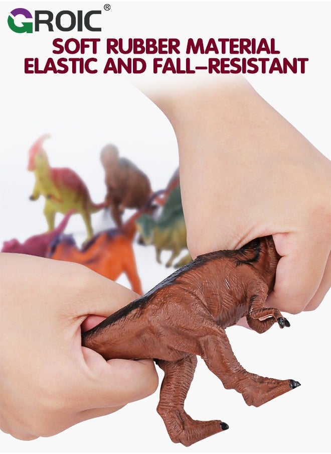 GROIC 71 Pcs Realistic Dinosaur & Animal Toy Figures Set with Storage Box,2-7 Inch, Figure Set Including T-Rex, Stegosaurus, Triceratops, Pterosaur, Wild and Domestic Animals, Scene Accessories Etc  - Image 2