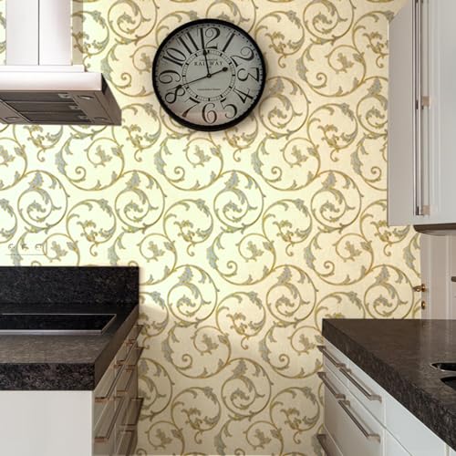 doodad Self Adhesive Wallpaper|45cm x 1000cm, Covers 48 sq. ft | Pale Yellow Wallpaper for Bedroom & Living Room | Damask PVC Wallpaper Waterproof Wall Stickers for Walls|Peel & Stick, Removable - Image 5