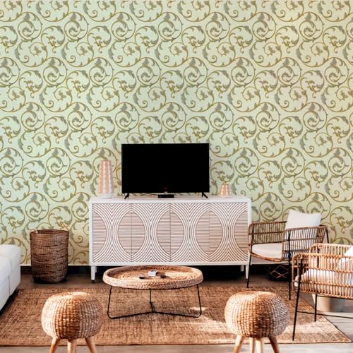 doodad Self Adhesive Wallpaper|45cm x 1000cm, Covers 48 sq. ft | Pale Yellow Wallpaper for Bedroom & Living Room | Damask PVC Wallpaper Waterproof Wall Stickers for Walls|Peel & Stick, Removable - Image 4