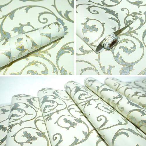 doodad Self Adhesive Wallpaper|45cm x 1000cm, Covers 48 sq. ft | Pale Yellow Wallpaper for Bedroom & Living Room | Damask PVC Wallpaper Waterproof Wall Stickers for Walls|Peel & Stick, Removable - Image 3