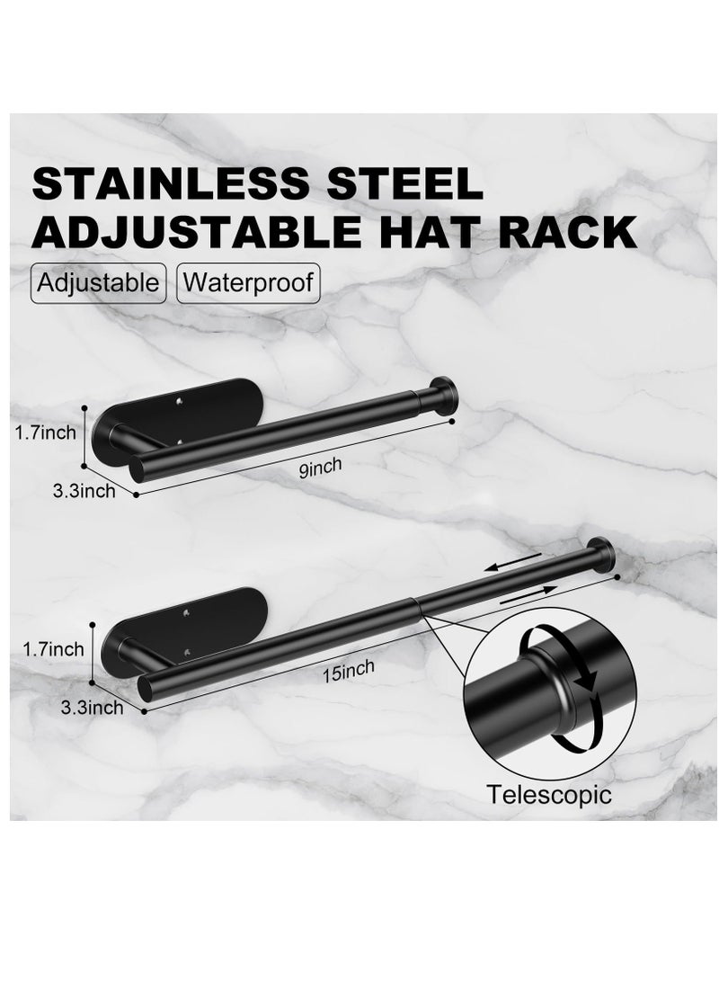 2 Pack Hat Racks for Baseball Caps, Retractable Hat Organizer Holder 20 Caps Stainless Steel Hat Storage Hooks Hanger Strong Adhesive Or Wall Drilled For Closet/Door/Living Room/Bedroom/Entryroom  - Image 2