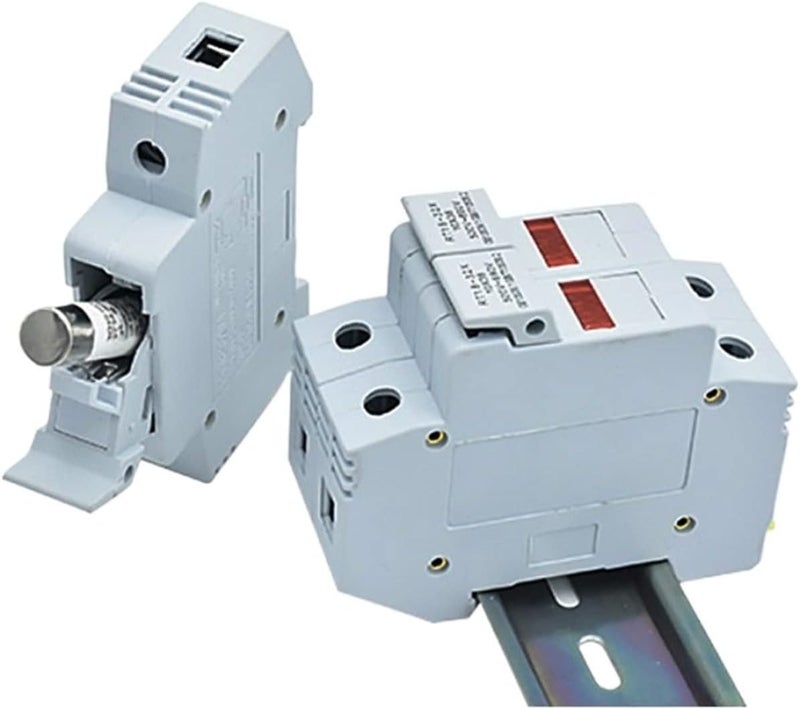 2A Ceramic Fast Blow Fuse Holder Base with 10 Fuses for LCD LED Light DIN Rail Mount - Image 1