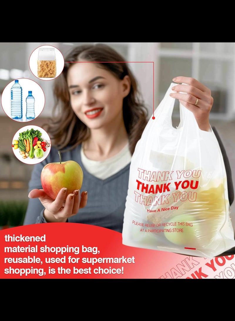 Plastic Bags, 50 Count Thank You Bags, Plastic Bags With Handles For Shopping, Grocery, Plastic Bags For Small Business , Recyclable T Shirt Bags, White Plastic Bag,20x33cm - Image 3