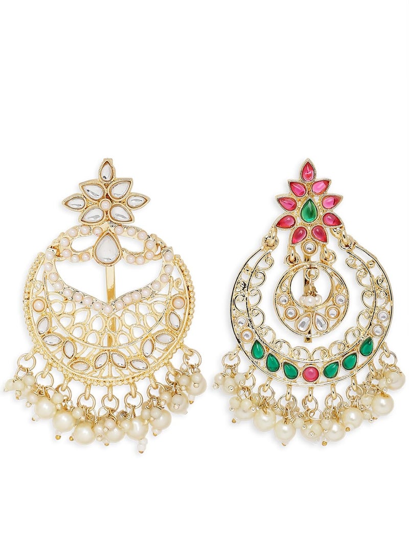 Oomph! OOMPH Jewellery Combo of 2 Gold Tone Ethnic Hair Bun Pin - Juda Pin - Jadau Floral Design for Women & Girls Stylish Latest (HST20-23_O) - Image 1