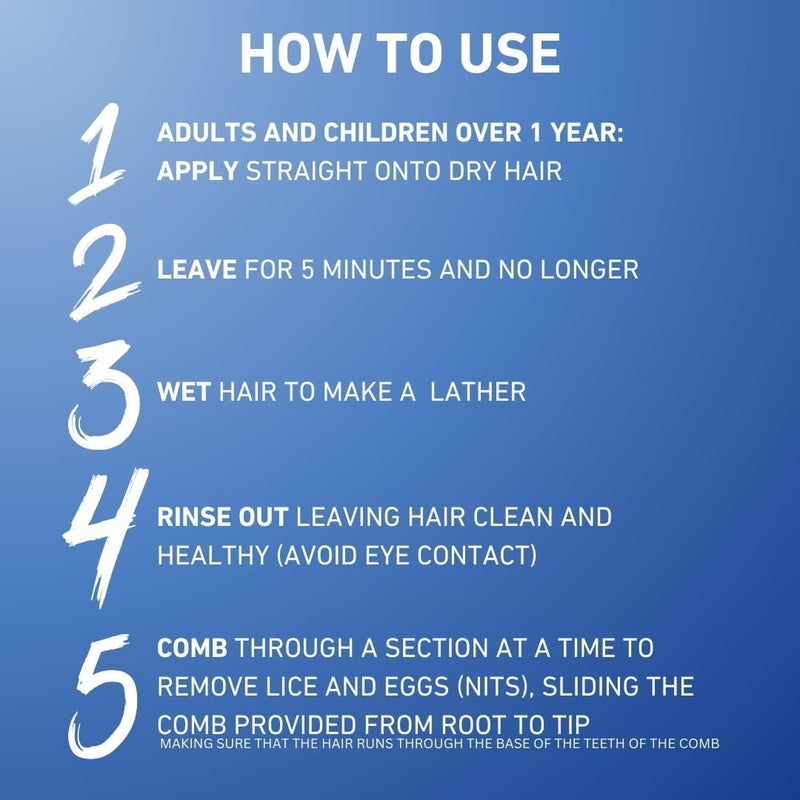 Hedrin Head Lice Shampoo and Comb Kit Kills Head Lice and Eggs in 5 Minutes 8 Treatments Clinically Tested Suitable for Adults and Children 200ml Formerly AllinOne Packaging May Vary - Image 3