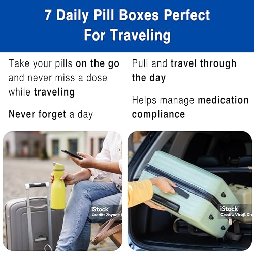 MEDCENTER Traveler 7 Day Pill Organizer, Portable Travel Pill Case, Medication Organizer & Nylon Pill Container w/ 4 Daily Compartments, Standard Size - Image 5