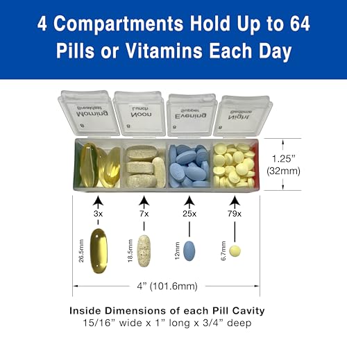 MEDCENTER Traveler 7 Day Pill Organizer, Portable Travel Pill Case, Medication Organizer & Nylon Pill Container w/ 4 Daily Compartments, Standard Size - Image 3