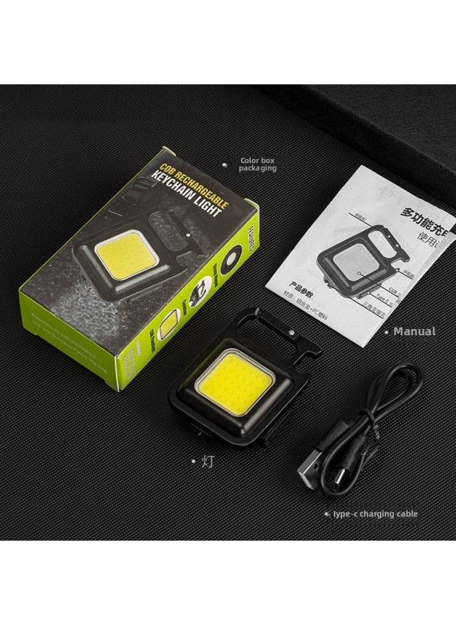 Generic - Multifunctional USB Rechargeable Keychain Light Portable Mini COB Inspection Light Bottle Opener Outdoor Emergency Work Light-Color:Keychain Light (500 MA) - Image 1