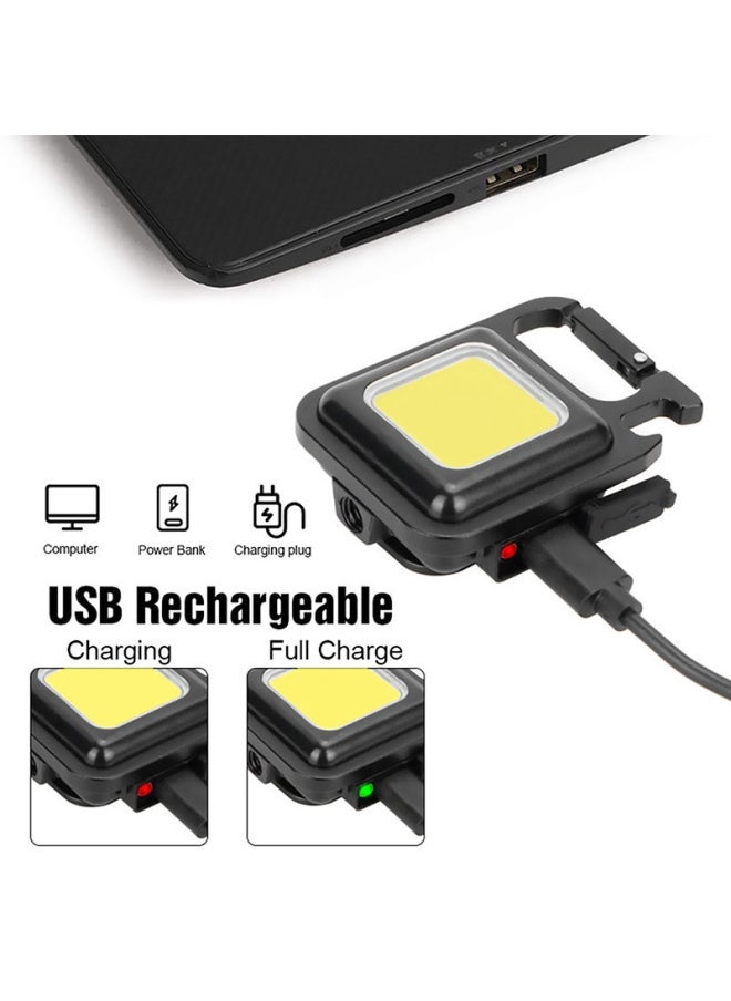 Generic - Multifunctional USB Rechargeable Keychain Light Portable Mini COB Inspection Light Bottle Opener Outdoor Emergency Work Light-Color:Keychain Light (500 MA) - Image 1