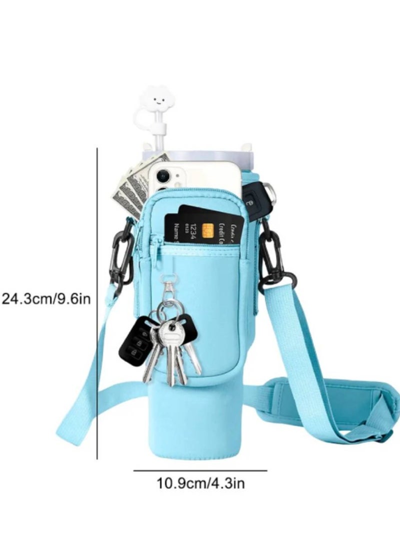 40oz(1200ml) Neoprene Water Bottle Carrier Bag For Stanley Quencher Cup Sleeve with Adjustable Shoulder Strap Water Bottle Holder Pouch  - Image 3