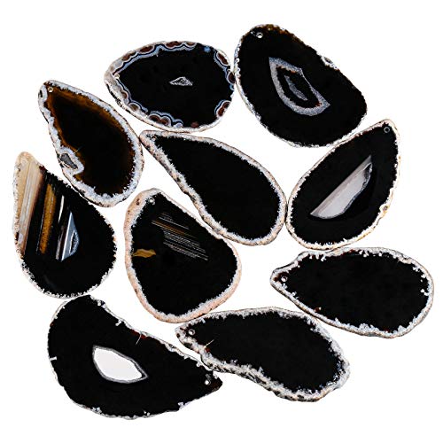 mookaitedecor Polished Agate Slices Geode Top Drilled Pendant Slice for Jewelry Making Pack of 12