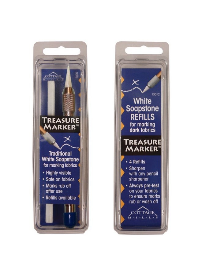 Cottage Mills - Treasure Marker - Soapstone Fabric Marker With 6 Refills - Marks Easily Rub Or Wash Off - Sharpen With A Pencil Sharpener - Image 1