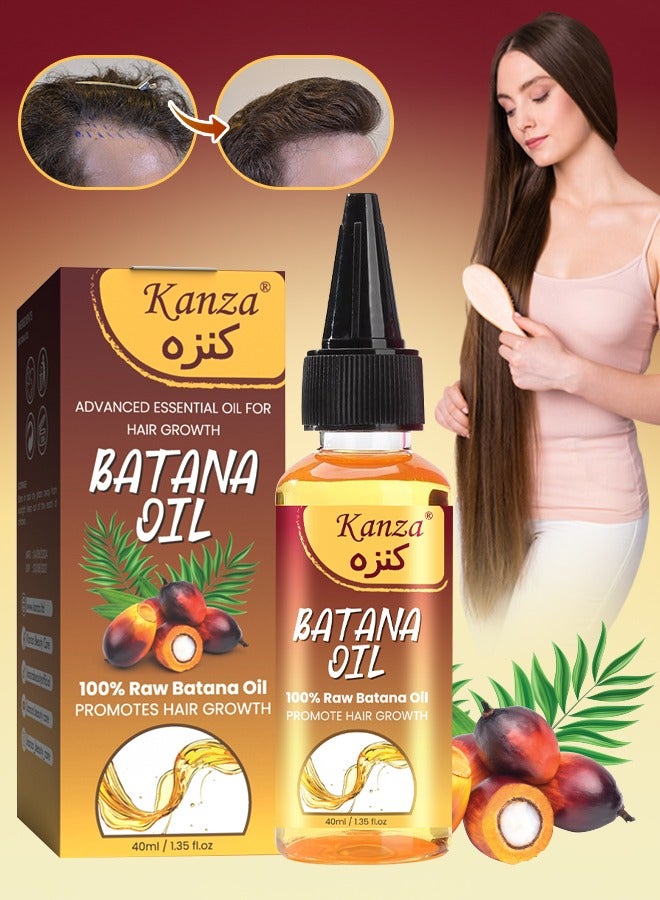 Kanza زيت باتانا الطبيعي للعناية بالشعر زيت بلسم للشعر الرفيع إصلاح الشعر التالف يغذي الشعر الرفيع وفروة الرأس ويساعد على نمو الشعر مناسب لجميع أنواع الشعر زيت باتانا الخام 40 مل - Image 1