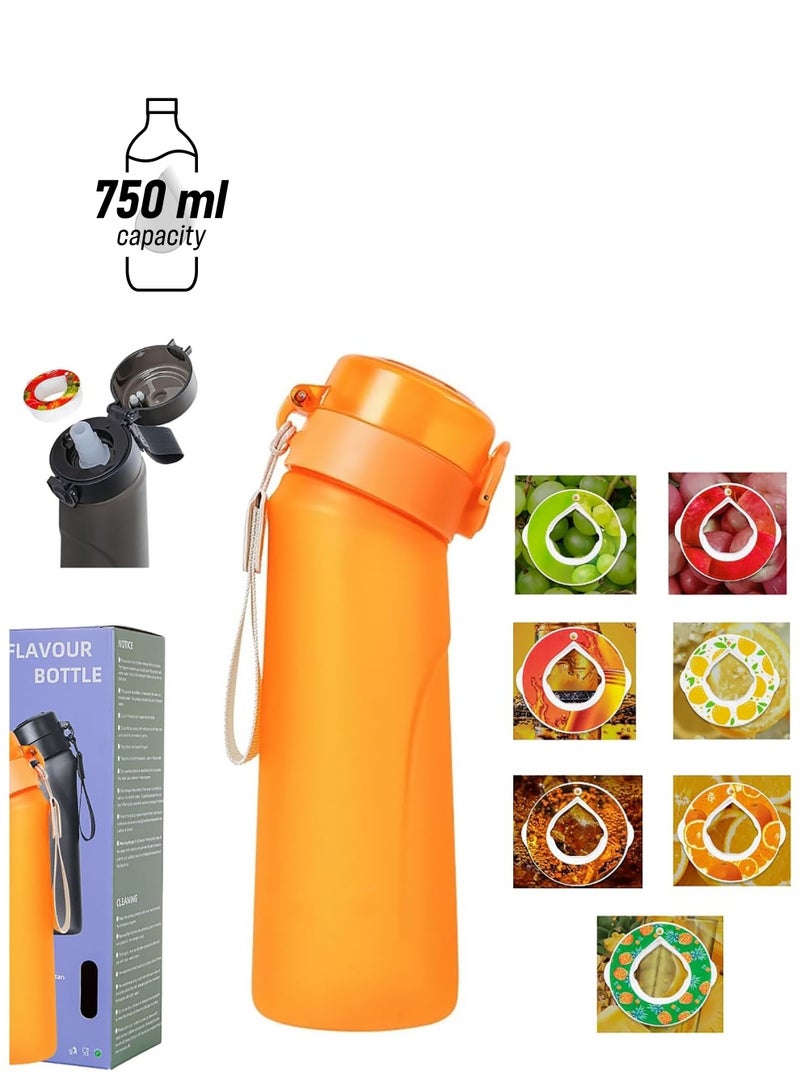 BPA-Free Sports Water Bottle Set with 750ML Capacity, Includes 7 Flavor Pods for Sugar-Free Fruit Infused Water, Perfect for Gym and Fitness Activities.  - Image 1