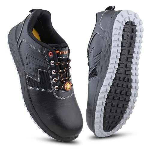 FUEL Gravix Safety Shoes for Men | Steel Toe Work Shoes with Anti-Slip Sole, Lightweight & Durable Industrial Safety Footwear (7UK,Black) - Image 1