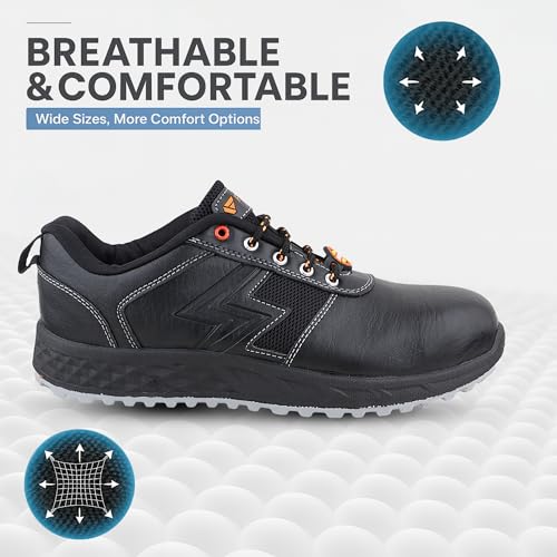 FUEL Gravix Safety Shoes for Men | Steel Toe Work Shoes with Anti-Slip Sole, Lightweight & Durable Industrial Safety Footwear (7UK,Black) - Image 3