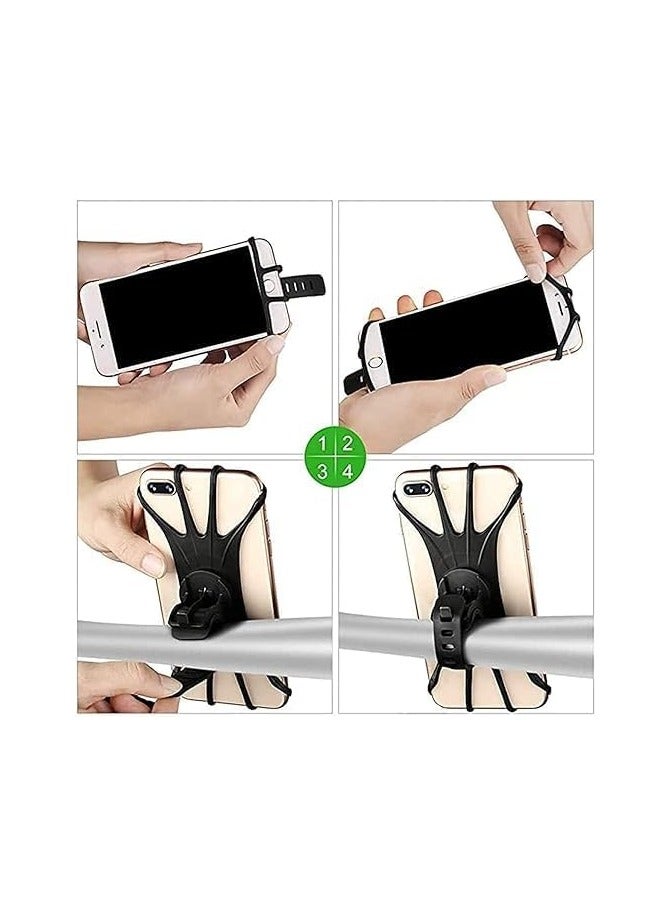 Mobile Phone Holder for Bike, 360° Rotation Bicycle Scooter Phone Holder for all size from 4’’- 6.5’’ Motorcycle,Shopping Cart,Treadmill,Strollers Silicone Mobile phone Mount - Image 3