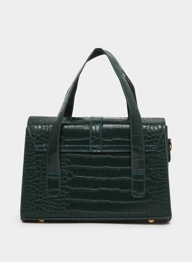 Styli Croc Skin Golden Lock Handbag - Image 2