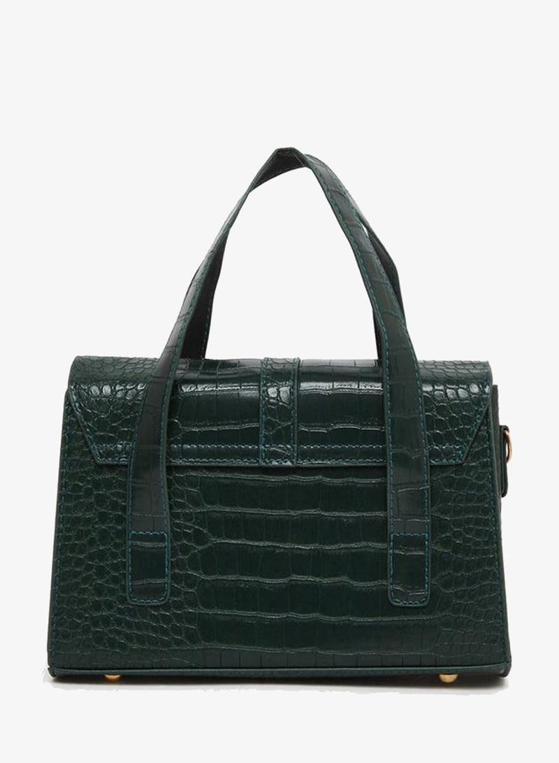 Styli Croc Skin Golden Lock Handbag - Image 2