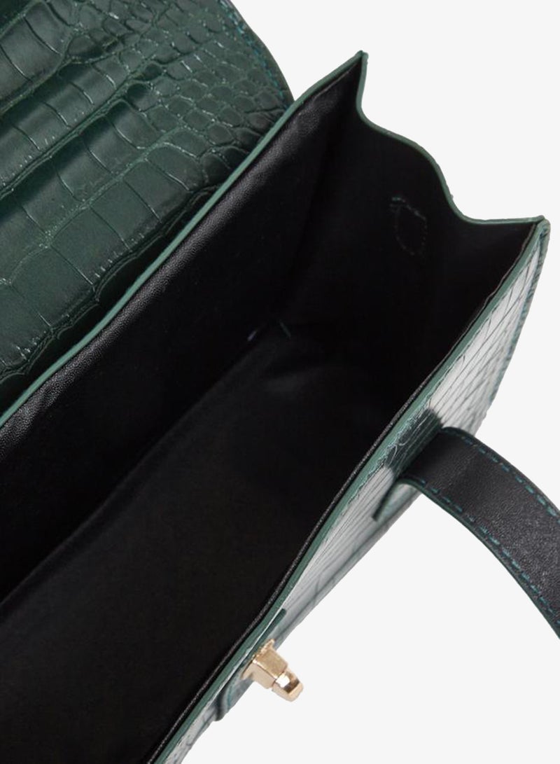 Styli Croc Skin Golden Lock Handbag - Image 4