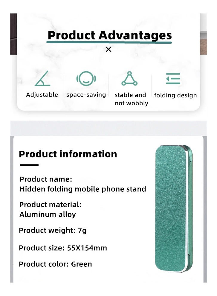 Mobile and Tablet Holder Mount-new design,Mobile Phone Case Back Sticker, Folding metal/Ultra-thin mini invisible Holder,Mobile and Tablet Stand/Mount/Holder-Green - Image 3