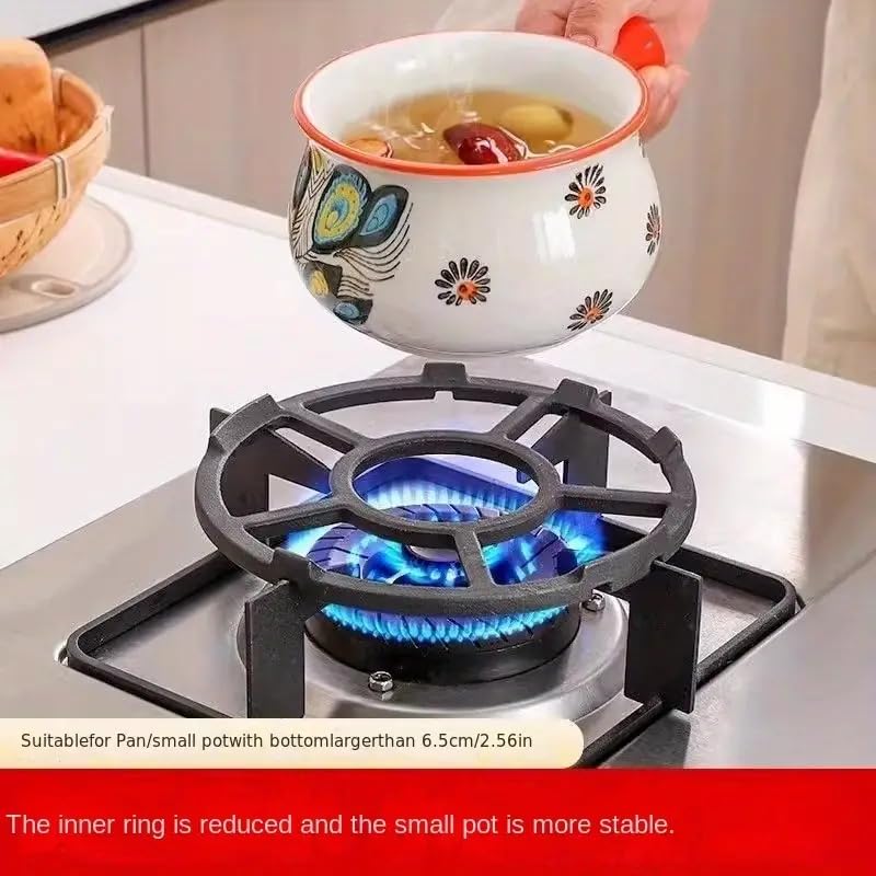 HOMETIC حامل موقد الغاز HOMETIC غير قابل للانزلاق لحاويات موكا وسخانات الزبدة ووعاء الصلصة الصغيرة ودعم المقلاة الحديد الزهر باللون الأسود - Image 5