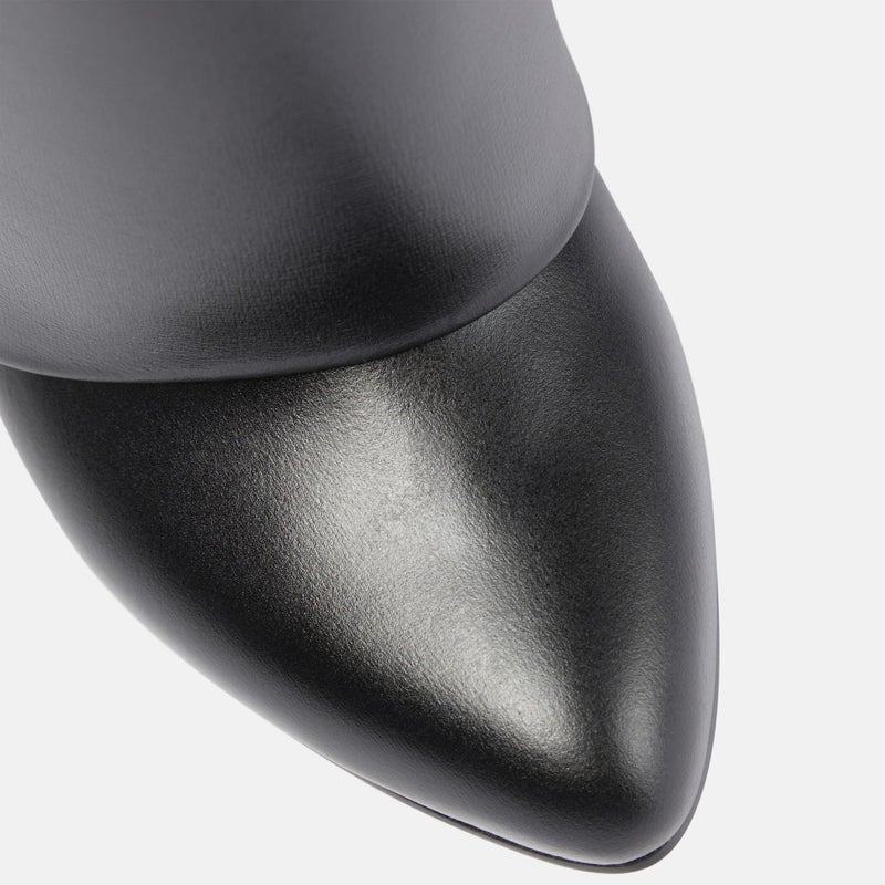 Arqa Fold Over Black Knee High Boots for Women Covered Wedge Heel Shark Boots Pull-on Black Boots Fashion Party Almond Toe Booties Size 8 - Image 5