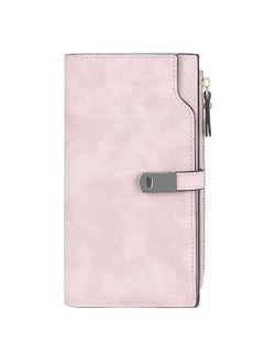 Generic Women's Small PU Leather Wallet with Pocket, Soft and Comfortable Card Holder for 16 Cards, Perfect for Parties, Shopping, and Travel - Pink (1 Pack)  - Image 1