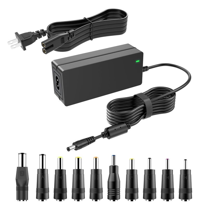 Mareisa 19V DC Power Supply 19V 3.42A Power Adapter for 65W 45W Laptop Monitor Speaker Compatible with Asus/Acer/Gateway/Toshiba Laptop for LG/Acer/Asus Monitor Power Cord with 10tips - Image 1