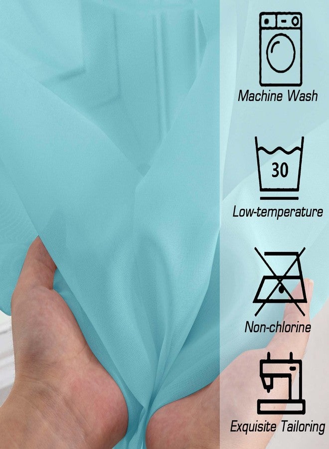 Simplebrand Aqua Sheer Curtains 84 Inches Long, Light Filtering Rod Pocket Solid Color Window Sheer Curtain Panels, Elegant Curtains & Drapes for Living Room, Bedroom 2 Panels (Aqua, 42" W x 84" L) - Image 5