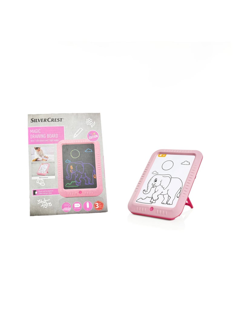 سيلفر كريست لوحة رسم سحرية من سيلفر كريست للأطفال، لوحة رسم بـ 7 ألوان ووضعي إضاءة، خلفية سوداء لتصاميم متوهجة، حامل، لعبة فنية إبداعية تعمل بالبطارية للأطفال - Image 1