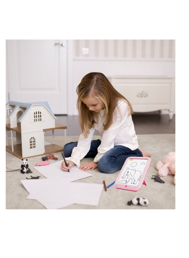 سيلفر كريست لوحة رسم سحرية من سيلفر كريست للأطفال، لوحة رسم بـ 7 ألوان ووضعي إضاءة، خلفية سوداء لتصاميم متوهجة، حامل، لعبة فنية إبداعية تعمل بالبطارية للأطفال - Image 4