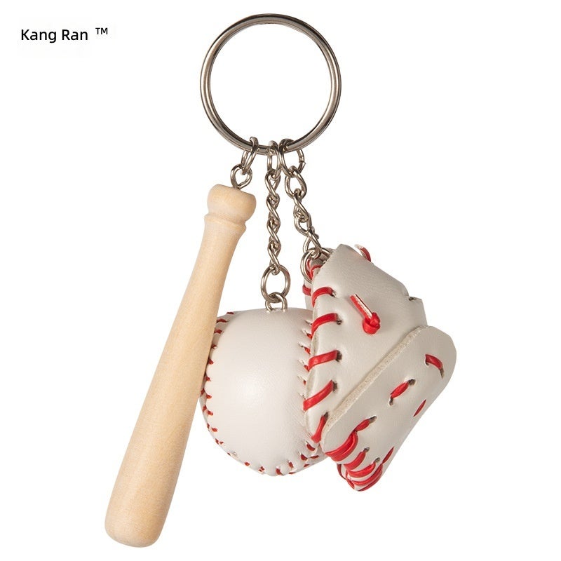 سلسلة مفاتيح بيسبول صغيرة من كانغشينغ مع قلادة على شكل قفاز كرة سلة ومضرب - Image 4
