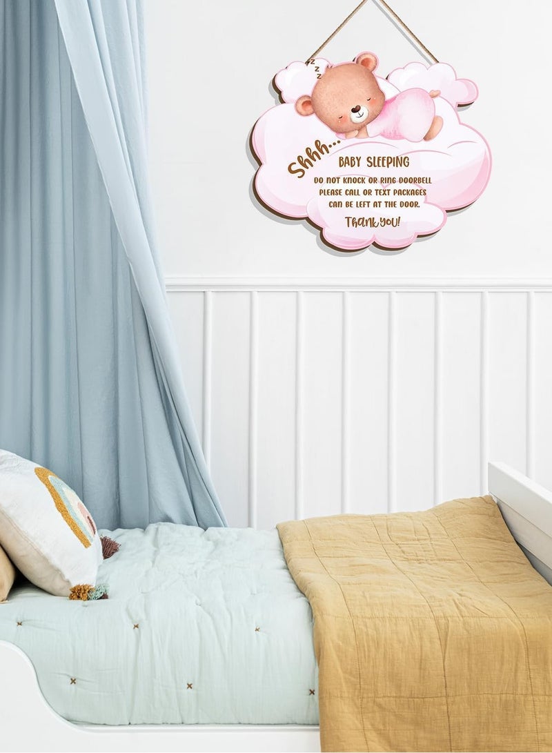 Maxsafe Baby is Sleeping Wooden Hanging Door Sign, Funny Front Door Do Not Ring Doorbell Decorations Hanging Sign, Baby Sleeping Door Sign for Baby Room, Nursery, Bedroom, Kids Room  - Image 2