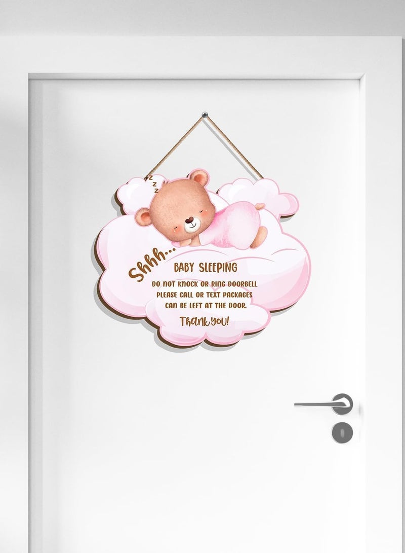 Maxsafe Baby is Sleeping Wooden Hanging Door Sign, Funny Front Door Do Not Ring Doorbell Decorations Hanging Sign, Baby Sleeping Door Sign for Baby Room, Nursery, Bedroom, Kids Room  - Image 4