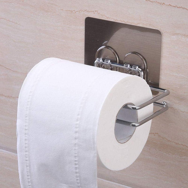 HIKIN SUPERMARKET HIKIN SUPERMARKET Toilet Paper Holder Tissue roll Paper Towel Holder Stainless Steel Washable Stick Hook Rack Bathroom Storage Accessories Wall Mounted Pack of 1  - Image 1