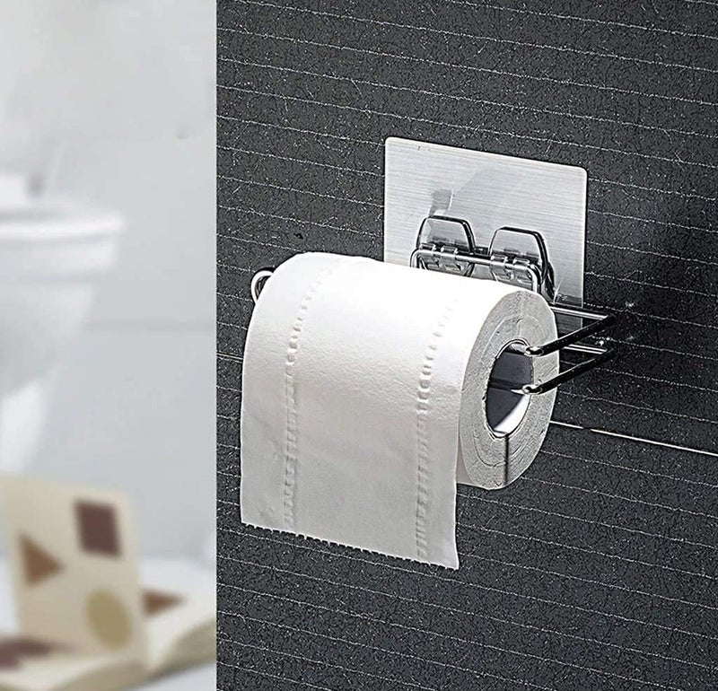 HIKIN SUPERMARKET HIKIN SUPERMARKET Toilet Paper Holder Tissue roll Paper Towel Holder Stainless Steel Washable Stick Hook Rack Bathroom Storage Accessories Wall Mounted Pack of 1  - Image 5