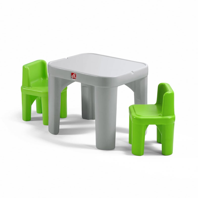 Step2 Mighty My Size Kids Table Chair Set Playroom Activity Table for Arts Crafts Made of Durable Plastic For Toddlers 2 Years Old Gray Green - Image 3