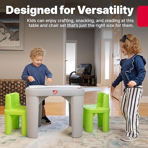 Step2 Mighty My Size Kids Table Chair Set Playroom Activity Table for Arts Crafts Made of Durable Plastic For Toddlers 2 Years Old Gray Green - Image 5