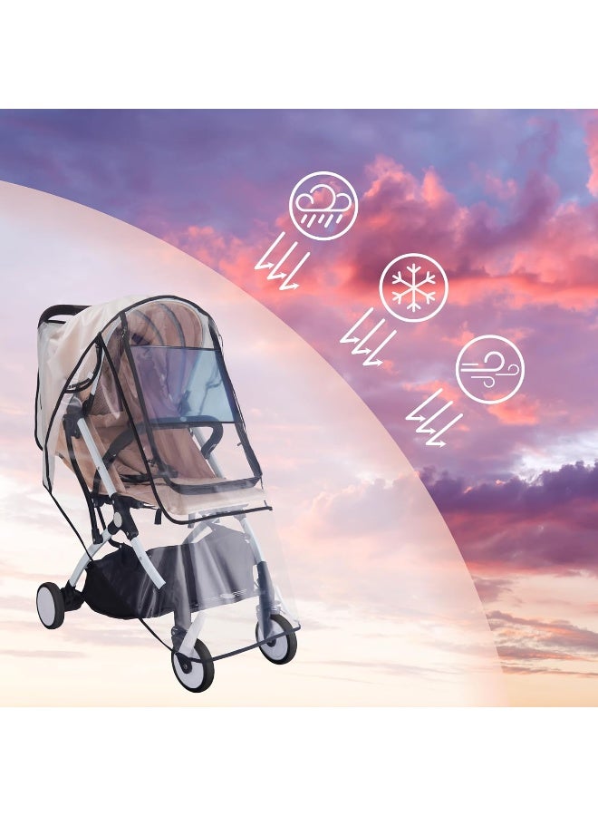 bemece Bemece Stroller Rain Cover, Universal Stroller Accessory, Baby Travel Weather Shield, Windproof Waterproof, Protect from Dust Snow - Double Protection - Image 5