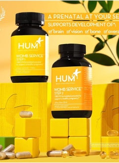 HUM Womb Service Prenatal & Postnatal Vitamins Combo Pack - OBGYN Formulated Vegan Prenatal Vitamins - Clean Daily Pre-to-Post Pregnancy Support with Choline 